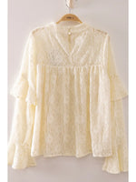 
              Ivory Lace Babydoll Mock Neck Top
            