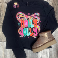 Holly Jolly Bow Short or Long Sleeve Tee