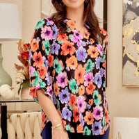 Lizzy Black Multi Floral Tunic Top