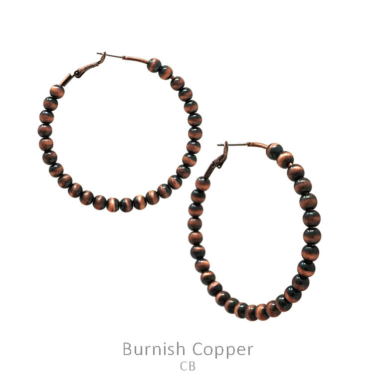 Navajo Pearl Hoop Earrings-Burnish Copper