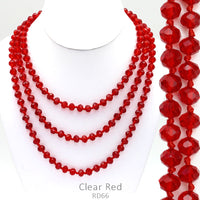 60” Crystal Bead Necklace-Clear Red