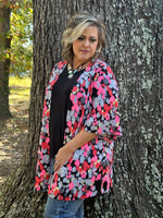 
              Hot Pink & Charcoal Kimono
            