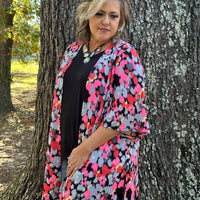 Hot Pink & Charcoal Kimono