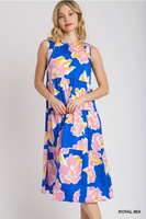 
              Sleeveless Tiered Maxi Floral Print Dress
            