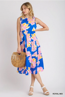 
              Sleeveless Tiered Maxi Floral Print Dress
            