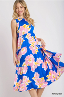 
              Sleeveless Tiered Maxi Floral Print Dress
            
