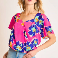 Floral Print Surplice Wrap Top