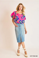 
              Floral Print Surplice Wrap Top
            
