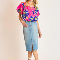 Floral Print Surplice Wrap Top