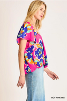 
              Floral Print Surplice Wrap Top
            