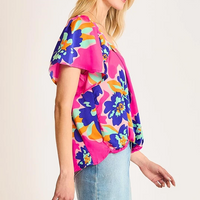 Floral Print Surplice Wrap Top