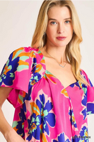 
              Floral Print Surplice Wrap Top
            