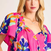 Floral Print Surplice Wrap Top