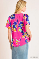 
              Floral Print Surplice Wrap Top
            