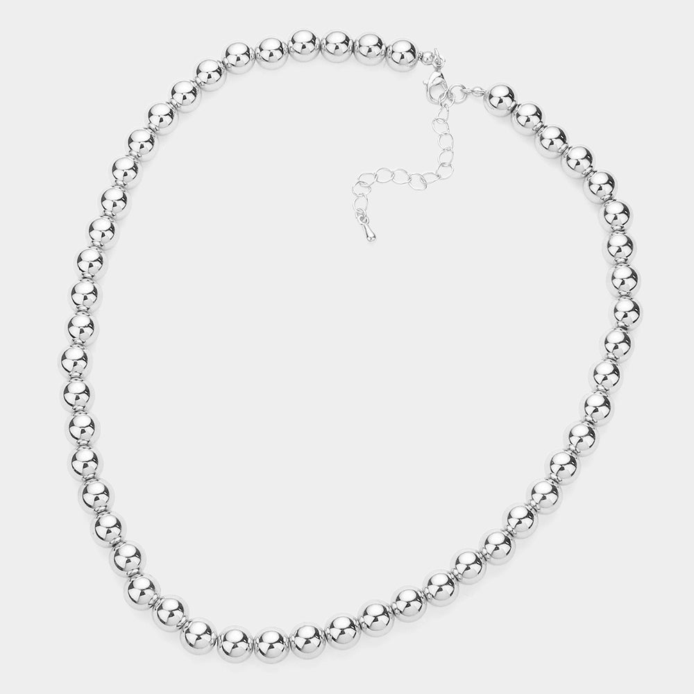 White Gold Dipped Ball Chain Necklace