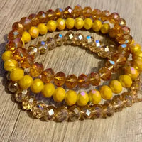 Crystal Bead Bracelet Stack-Butterscotch