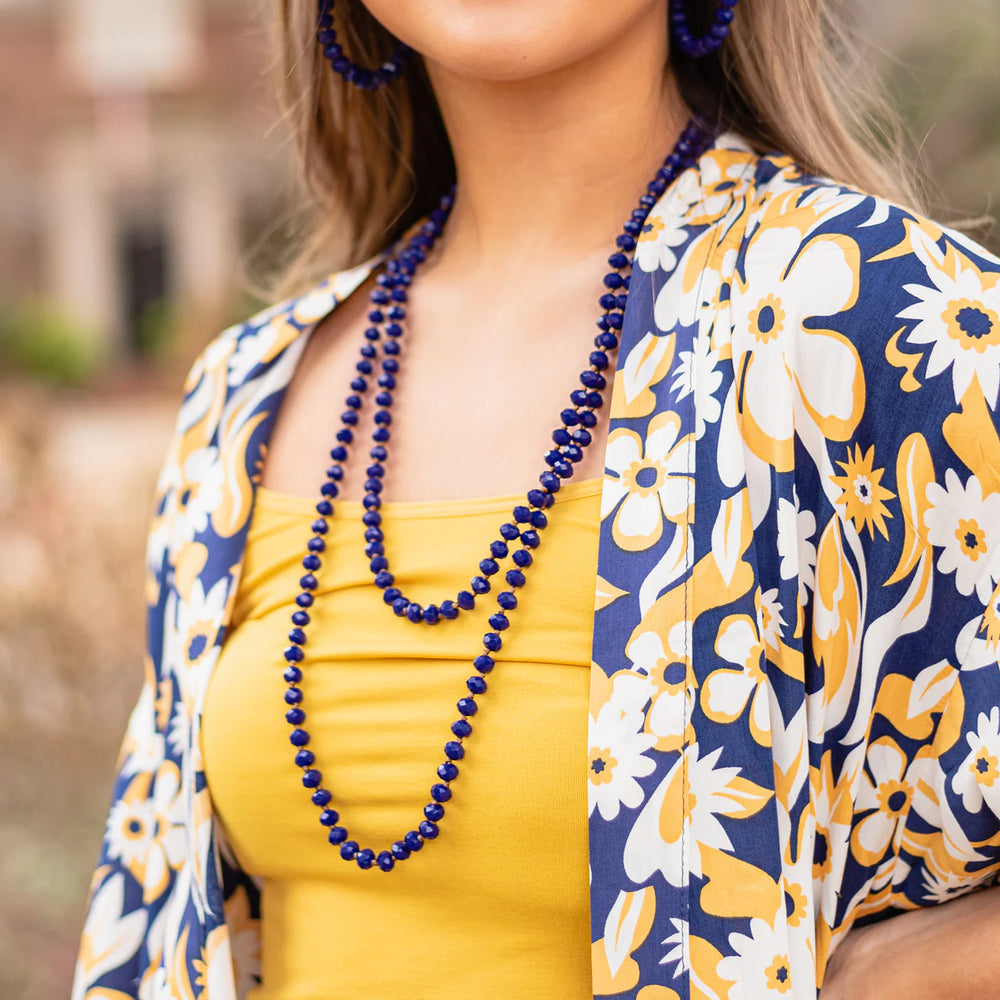 60” Crystal Bead Necklace-Royal Blue