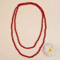 60” Crystal Bead Necklace-Bright Red