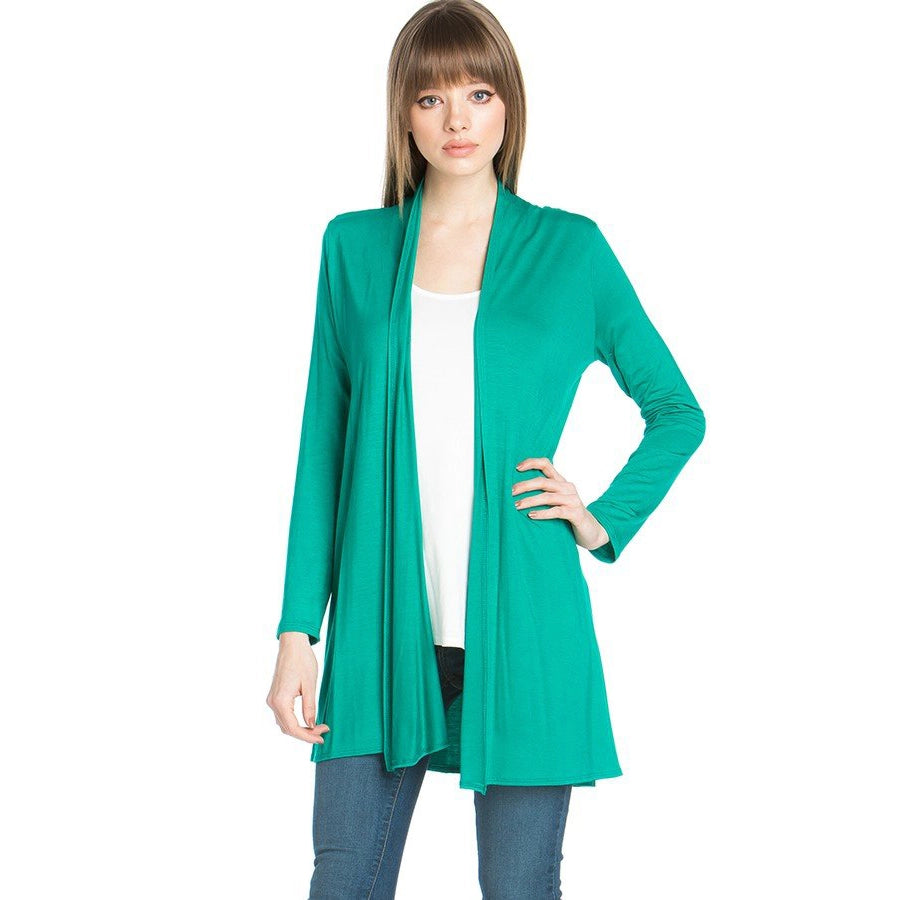 Long Sleeve Draped Cardigan-Green