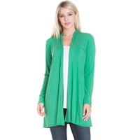 
              Long Sleeve Draped Cardigan-Green
            