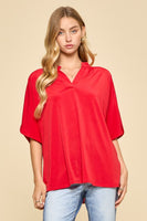 
              Dear Scarlett Lizzy Breeze Top - Comfortable & Stylish Everyday Wear-Red
            