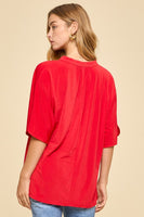 
              Dear Scarlett Lizzy Breeze Top - Comfortable & Stylish Everyday Wear-Red
            