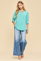 
              Dear Scarlett Lizzy Smock Top - Comfortable & Stylish Everyday Wear - Coastal Blue
            