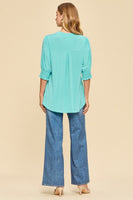
              Dear Scarlett Lizzy Smock Top - Comfortable & Stylish Everyday Wear - Coastal Blue
            