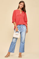 
              Dear Scarlett Lizzy Smock Top - Comfortable & Stylish Everyday Wear - Hot Coral
            