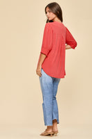 
              Dear Scarlett Lizzy Smock Top - Comfortable & Stylish Everyday Wear - Hot Coral
            