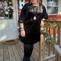 $10 Plus Velvet Tunic Dress-Black