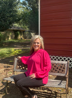 
              Soft Ladder Trim Detailed Top-Fuchsia
            