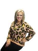 
              Leopard Print Round Neck Sweater
            