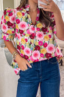 
              Pink Floral Puff Sleeve Top - Women's Feminine Blouse | Bella Grace
            