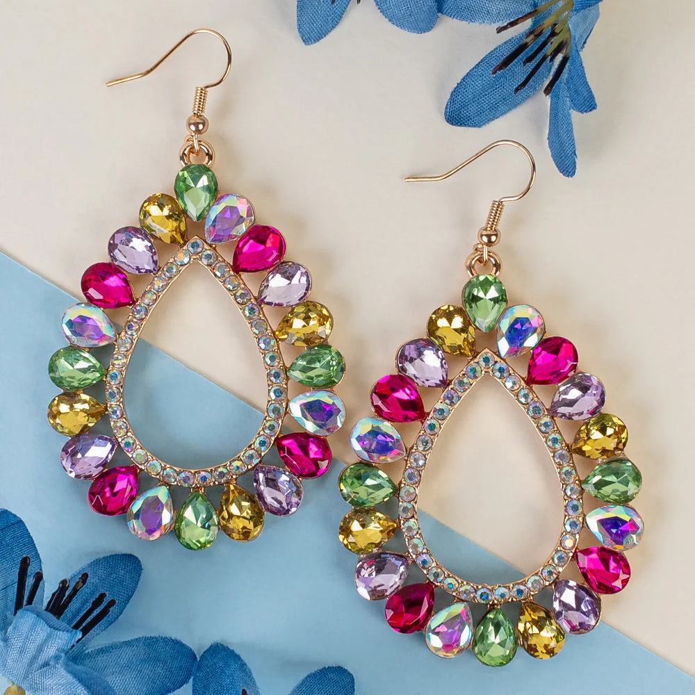 Multi Crystal Teardrop Earrings