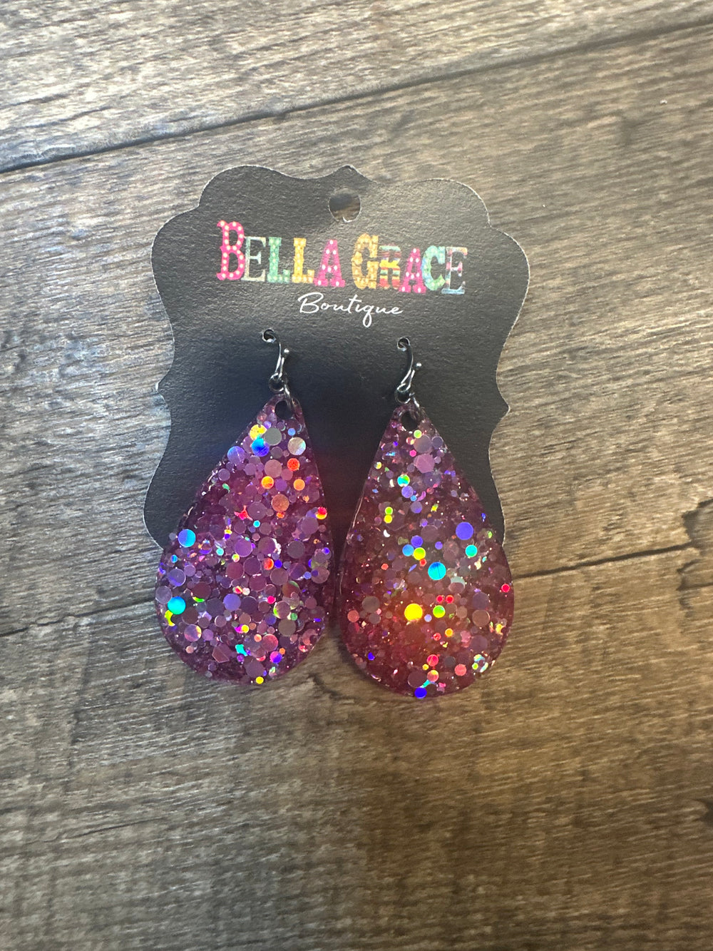 Wine Glitter Acrylic Teardrop Earrings