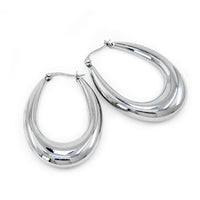 
              Stainless Steel Textured Oval Hoop Earrings
            