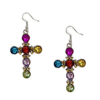 Multi Crystal Cross Earrings