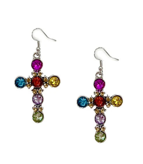 Multi Crystal Cross Earrings