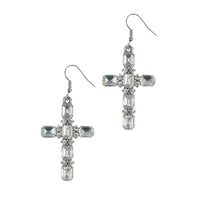 Clear Crystal Cross Earrings