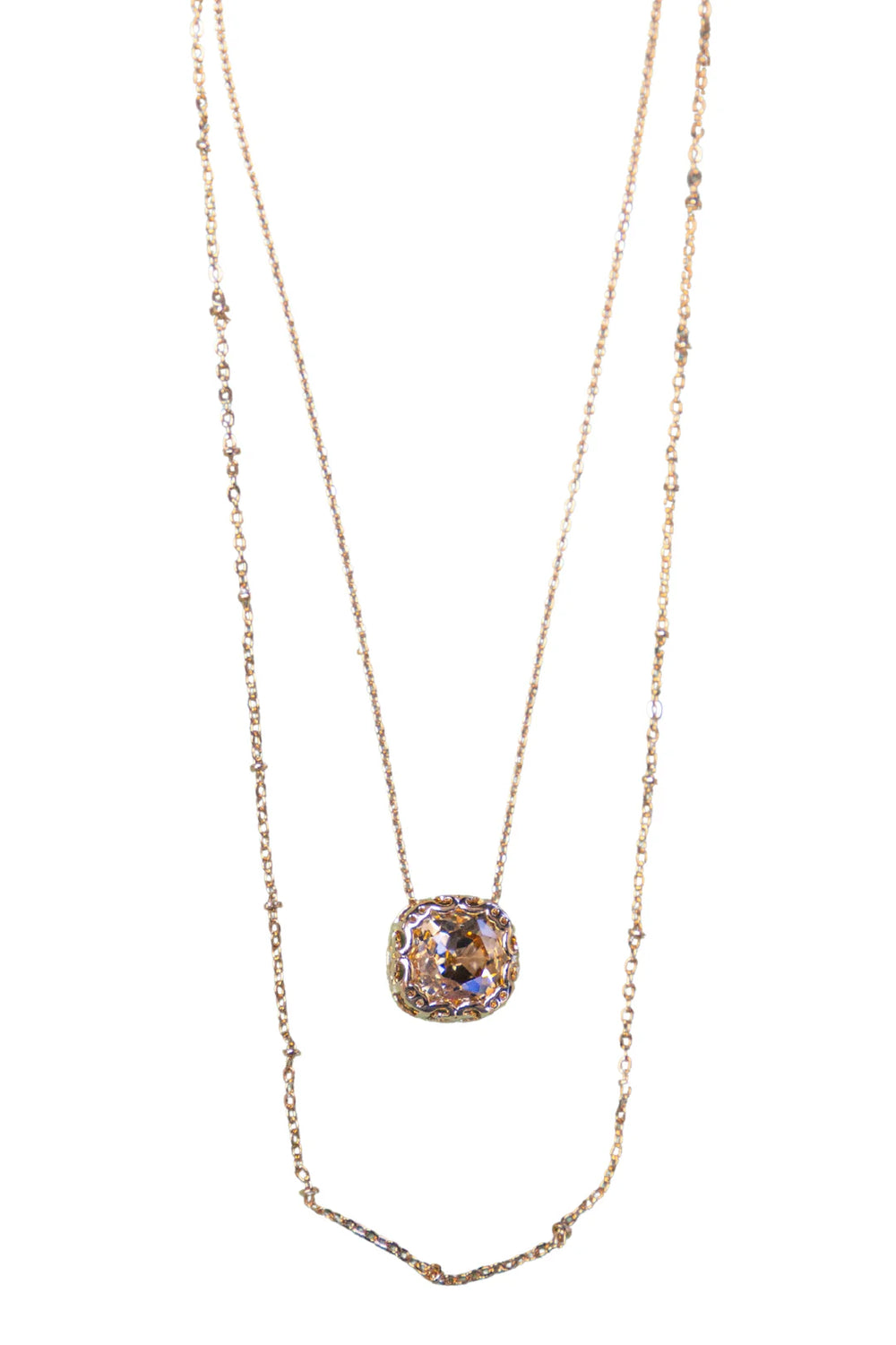 Gala Evening Champagne Crystal Layered Necklace