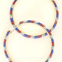 Patriotic Rhinestone Embellished Hoop Earrings