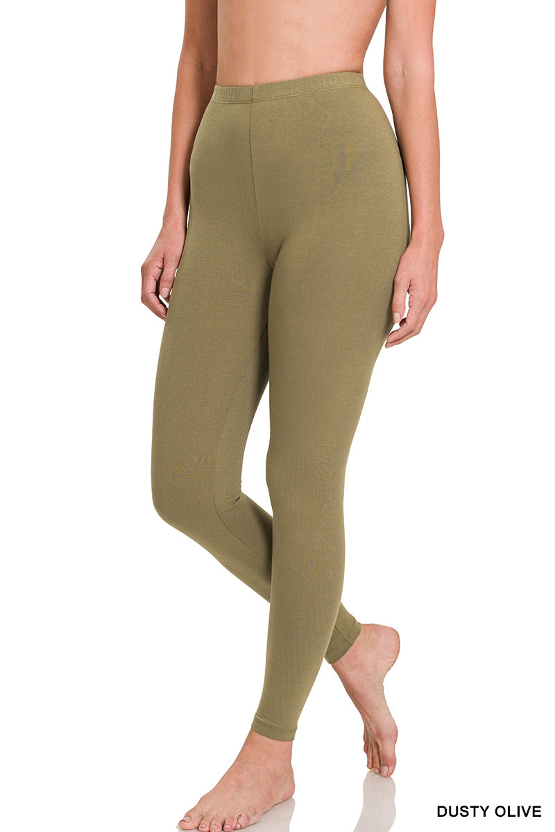 Premium Cotton Legging in Dusty Olive, reg size