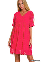 
              Swiss Dot Babydoll Dress in Viva Magenta
            