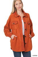 
              Fleece Shacket, Copper, Regular Size
            