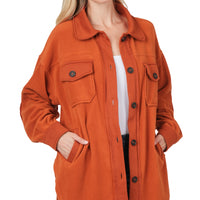 Fleece Shacket, Copper, Regular Size