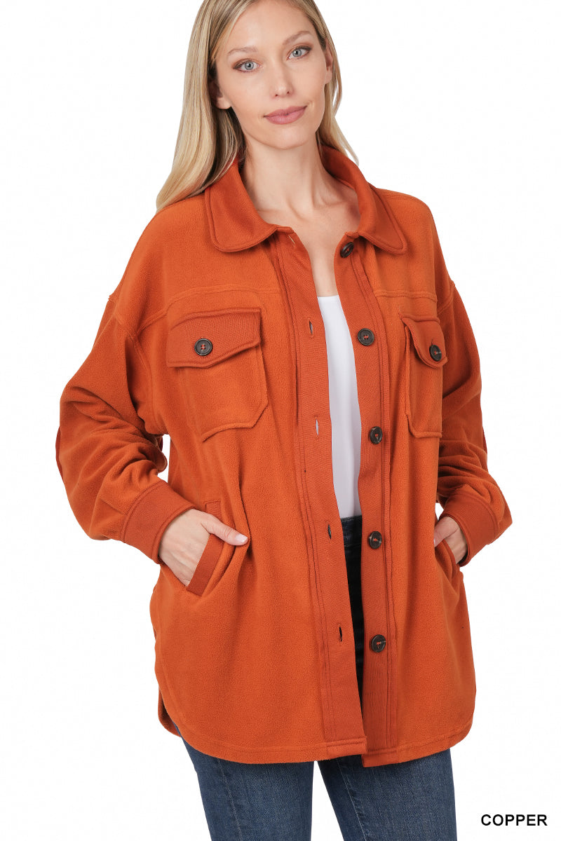 Fleece Shacket, Copper, Regular Size