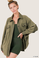 
              Fleece Shacket, Light Olive, Regular Size
            