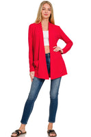 
              Lightweight Open Front Cardigan, Ruby
            