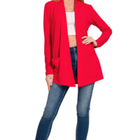 Lightweight Open Front Cardigan, Ruby